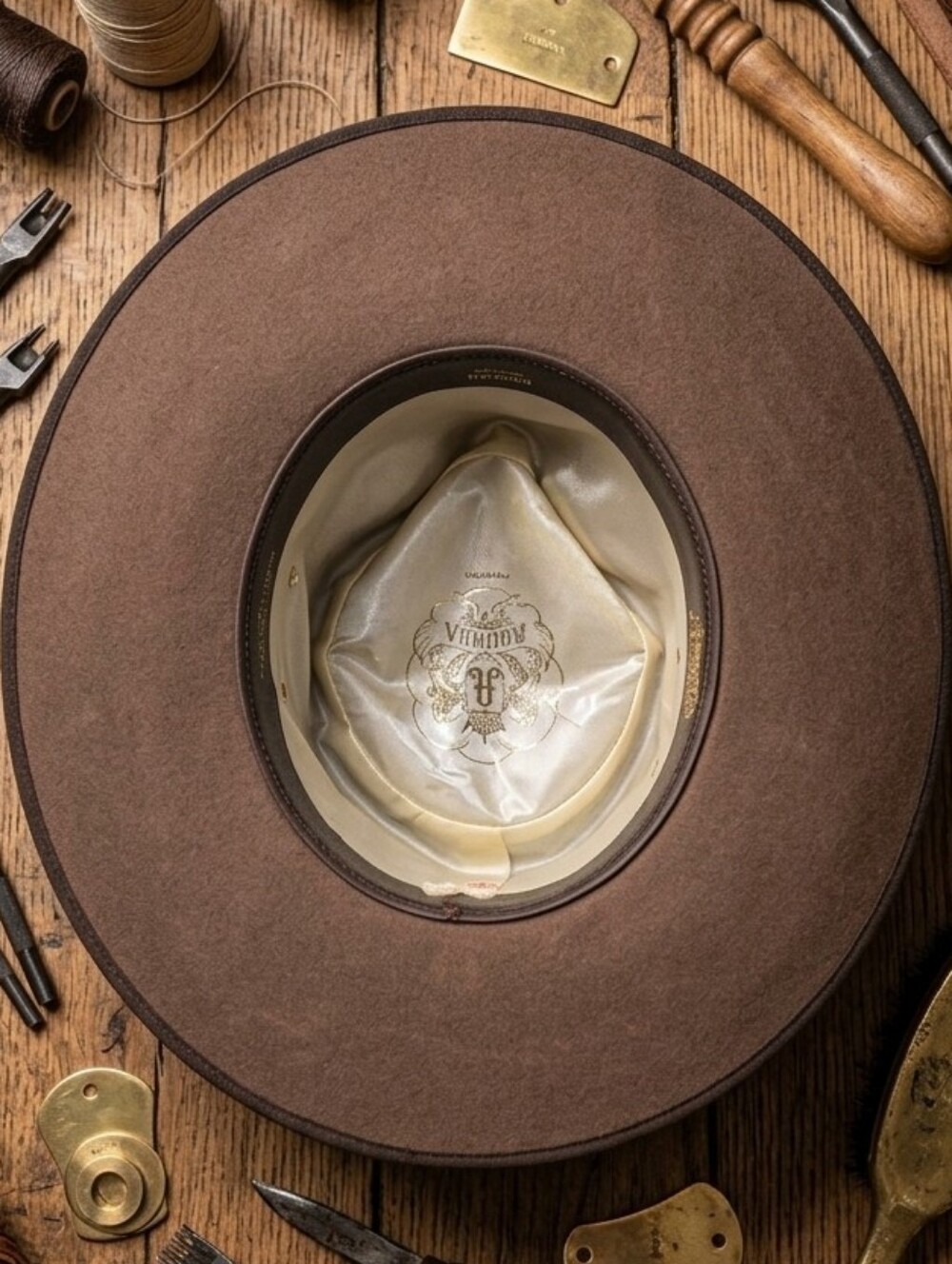 Vintage Akubra The Drover Pure Fur Felt Outback Hat Size 59 (US 7 3/8) Brown - Picture 3 of 10